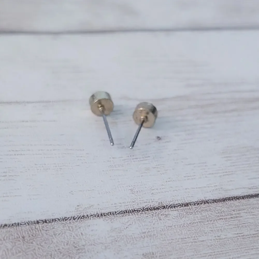 Stud Earrings - Small Clear Gem - Fair Condition